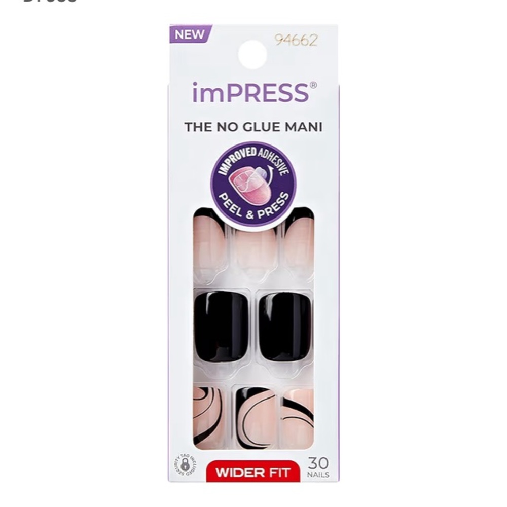 🇺🇸4 For $20 imPRESS Press On Manicure - Wide Fit - Black Dress